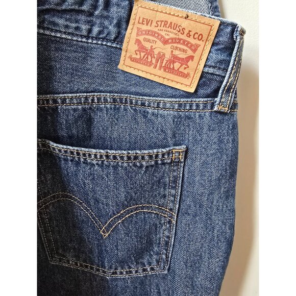 Free People Levi's Medium Blue Straight Leg Denim Overalls Size Medium 29 30 - Picture 9 of 9